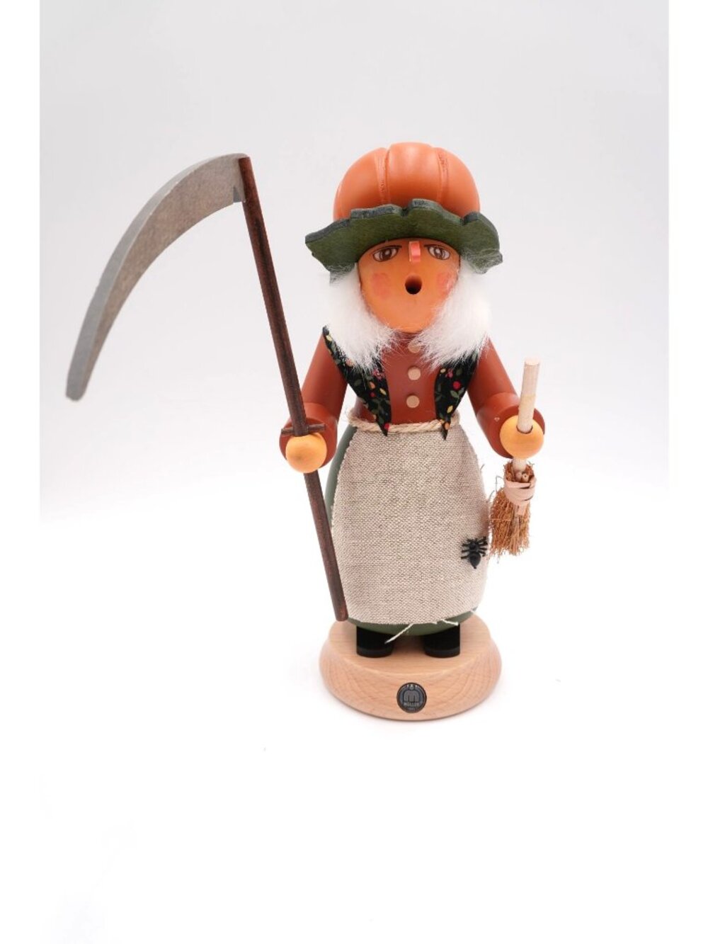 Müller Seiffen Witch Pumpkin Incense Smoker 10" Germany 16647 Halloween